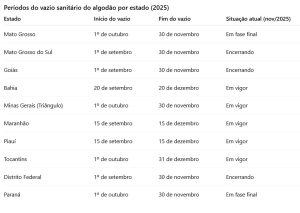 Vazio sanitário: veja como está a situação em cada estado